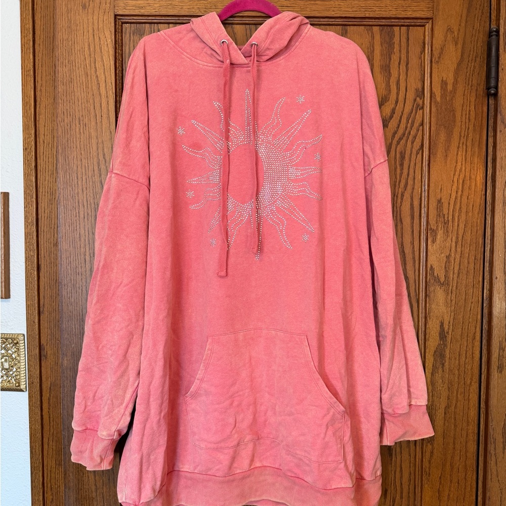 No Boundaries Pink Sun Design Women's Hoodie/dress
